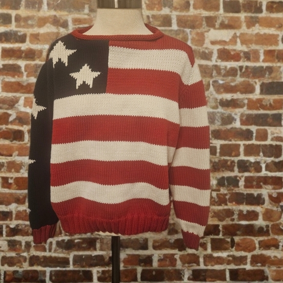 Tommy Hilfiger VINTAGE American Flag Crewneck Sweater - Picture 1 of 6